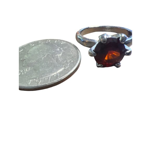 Gorgeous Vintage Prong Set Garnet Solitaire 7.25 Red Glass Silver - Picture 8 of 11